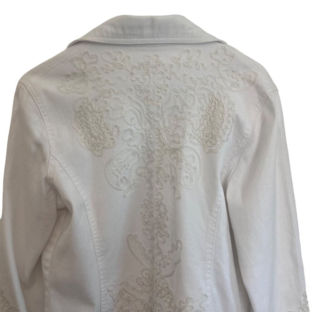 Coldwater Creek Spirit Jacket Womens 8 White Embroidered Coastal Cowgirl Western - Picture 7 of 9